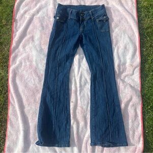low rise denim boot cut jeans
